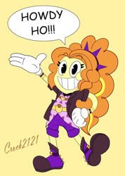 Size: 1280x1793 | Tagged: safe, artist:crock2121, adagio dazzle, equestria girls, equestria girls specials, g4, my little pony equestria girls: better together, my little pony equestria girls: sunset's backstage pass, clothes, cuphead, female, music festival outfit, rubber hose animation, simple background, solo, style emulation