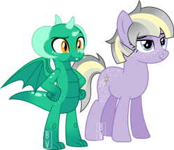 Size: 1280x1108 | Tagged: safe, artist:bookieverse-nextgen, oc, oc:comet flash, oc:forest, dragon, earth pony, pony, assistant, base used, female, freckles, friends, male, next generation, offspring, parent:star tracker, parent:twilight sparkle, parents:twitracker, simple background, transparent background