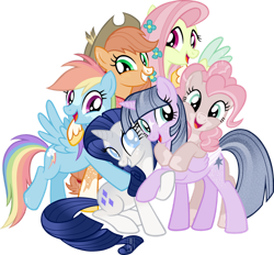 Size: 1280x1189 | Tagged: safe, artist:bookieverse-nextgen, edit, applejack, fluttershy, pinkie pie, rainbow dash, rarity, twilight sparkle, alicorn, pony, g4, bookieverse, coloring page, headcanon, mane six, redesign, simple background, transparent background, twilight sparkle (alicorn)