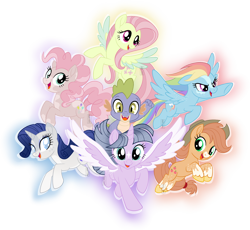 Size: 1186x1092 | Tagged: safe, artist:bookieverse-nextgen, edit, applejack, fluttershy, pinkie pie, rainbow dash, rarity, spike, twilight sparkle, alicorn, pony, g4, bookieverse, coloring page, headcanon, mane seven, mane six, redesign, simple background, transparent background, twilight sparkle (alicorn)