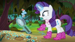 Size: 1920x1080 | Tagged: safe, screencap, rainbow dash, rarity, g4, the end in friend, boots, glitter boots, shoes