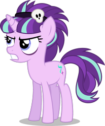 Size: 1298x1567 | Tagged: safe, artist:stellardusk, starlight glimmer, pony, unicorn, g4, edgelight glimmer, female, gritted teeth, headband, mare, simple background, solo, teenager, transparent background