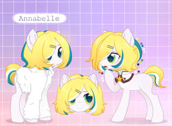 Size: 4100x3000 | Tagged: safe, artist:miioko, oc, oc only, earth pony, pony, abstract background, earth pony oc, hair over one eye, raised hoof, reference sheet