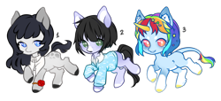 Size: 2440x1115 | Tagged: safe, artist:miioko, oc, oc only, earth pony, pony, unicorn, base used, earth pony oc, horn, multicolored hair, rainbow hair, simple background, transparent background, unicorn oc