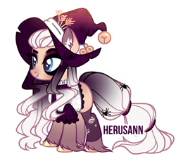 Size: 5666x5200 | Tagged: safe, artist:herusann, oc, oc only, earth pony, pony, base used, clothes, earth pony oc, eyelashes, hat, hoof fluff, hoof polish, makeup, simple background, smiling, solo, transparent background, witch hat