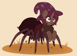 Size: 3524x2592 | Tagged: safe, artist:czu, oc, oc only, oc:silky strands, monster pony, original species, spider, spiderpony, cute, hat, high res, solo, wizard hat