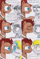 Size: 2716x4008 | Tagged: safe, artist:vickycupcake, derpy hooves, doctor whooves, time turner, earth pony, pegasus, pony, g4, comic, cute, discorded, female, kissing, male, necktie, sad, ship:doctorderpy, shipping, straight