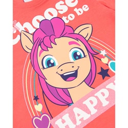 Size: 1500x1500 | Tagged: safe, sunny starscout, earth pony, pony, g5, my little pony: a new generation, official, 2d, clothes, happy, heart, looking at you, merchandise, printed, shirt, smiling