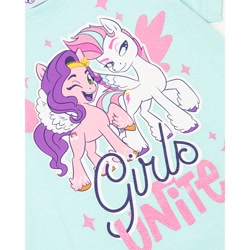 Size: 1500x1500 | Tagged: safe, pipp petals, zipp storm, pegasus, pony, g5, my little pony: a new generation, official, clothes, looking at you, merchandise, one eye closed, printed, raised hoof, shirt, t-shirt, wings, wink, winking at you