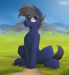 Size: 2300x2500 | Tagged: safe, artist:uliovka, oc, oc only, earth pony, pony, cute, earth pony oc, grass, high res, male, ocbetes, scenery, solo, stallion