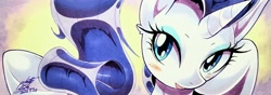 Size: 2048x718 | Tagged: safe, artist:025aki, rarity, pony, unicorn, g4, solo, traditional art