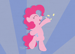 Size: 4745x3419 | Tagged: safe, artist:background basset, pinkie pie, earth pony, pony, g4, abstract background, bipedal, confetti, happy, lineless, open mouth, solo