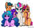 Size: 1684x1391 | Tagged: safe, artist:lmaodoofus, hitch trailblazer, izzy moonbow, pipp petals, sunny starscout, zipp storm, earth pony, pegasus, pony, unicorn, g5, my little pony: a new generation, :p, female, group shot, hooves on cheeks, male, mane five, mare, stallion, tongue out
