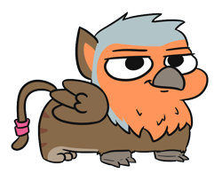 Size: 692x540 | Tagged: safe, artist:jargon scott, oc, oc only, oc:thumbtack, griffon, little shid, simple background, smug, solo, squatgriffon, squatpony, transparent background