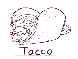 Size: 1686x1290 | Tagged: safe, artist:tsitra360, oc, oc:thumbtack, griffon, food, micro, smug, tacco, taco
