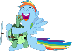 Size: 3000x2134 | Tagged: safe, artist:valadrem, rainbow dash, tank, pegasus, pony, g4, season 5, tanks for the memories, .svg available, eyes closed, female, high res, hug, mare, open mouth, simple background, transparent background, vector