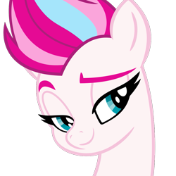 Size: 1041x1041 | Tagged: safe, artist:cheezedoodle96, zipp storm, pegasus, pony, g5, my little pony: a new generation, .svg available, bust, female, looking at you, mare, pink coat, portrait, raised eyebrow, simple background, smiling, solo, svg, transparent background, vector, vector trace, wip