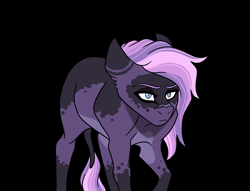 Size: 3449x2631 | Tagged: safe, artist:venommocity, oc, oc:cassiopeia, pony, black background, female, high res, magical lesbian spawn, mare, offspring, parent:tempest shadow, parent:twilight sparkle, parents:tempestlight, simple background, solo