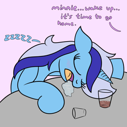 Size: 2000x2000 | Tagged: safe, artist:dafiltafish, part of a set, minuette, pony, unicorn, g4, drunk, female, high res, implied berry punch, mare, onomatopoeia, sleeping, solo, sound effects, zzz
