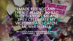 Size: 1280x720 | Tagged: safe, edit, editor:quoterific, idw, twilight sparkle, pony, unicorn, g4, my little pony micro-series, female, magic, mare, open mouth, open smile, smiling, solo, telekinesis, text, unicorn twilight