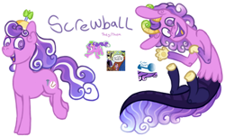 Size: 1280x772 | Tagged: safe, artist:computerstickman, screwball, draconequus, earth pony, pony, g4, backstory in description, draconequified, horns, nonbinary, open mouth, open smile, simple background, smiling, species swap, swirly eyes, transparent background, waving, waving at you