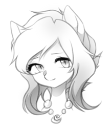 Size: 1486x1725 | Tagged: safe, artist:miioko, oc, oc only, earth pony, pony, bust, earth pony oc, grayscale, jewelry, monochrome, necklace, pearl necklace, solo