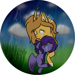 Size: 600x600 | Tagged: safe, artist:thecommandermiky, oc, pegasus, pony, unicorn, crying, rain, storm