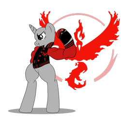 Size: 1200x1200 | Tagged: safe, artist:galeemlightseraphim, moltres, pony, bipedal, glowing, glowing horn, horn, legendary pokémon, magic, poké ball, pokémon, simple background, telekinesis, transparent background