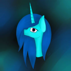 Size: 2000x2000 | Tagged: safe, artist:maneblue, oc, oc only, pony, unicorn, abstract background, bust, female, high res, horn, mare, solo, unicorn oc