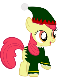 Size: 6000x7928 | Tagged: safe, artist:sakatagintoki117, apple bloom, earth pony, pony, the show stoppers, christmas, elf costume, female, filly, foal, holiday, simple background, solo, transparent background, vector