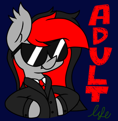 Size: 2400x2450 | Tagged: safe, artist:derpyalex2, oc, oc only, bat pony, pony, clothes, high res, necktie, solo, suit, sunglasses