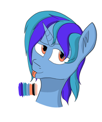 Size: 2500x3000 | Tagged: safe, artist:knightngame, oc, pony, unicorn, bust, looking at you, mlem, silly, solo, tongue out