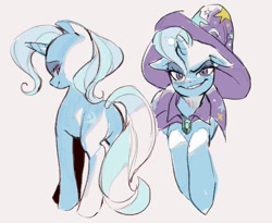 Size: 1280x1051 | Tagged: safe, artist:eopo, trixie, pony, unicorn, cape, clothes, cutie mark, eyelashes, female, hat, horn, looking at you, mare, simple background, solo, solo female, tail, trixie's cape, trixie's hat, white background