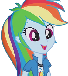 Size: 1288x1440 | Tagged: safe, edit, edited screencap, screencap, rainbow dash, equestria girls, g4, background removed, cute, dashabetes, female, not a vector, open mouth, open smile, simple background, smiling, solo, transparent background