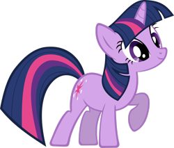 Size: 2651x2262 | Tagged: safe, artist:freak0uo, twilight sparkle, pony, unicorn, g4, .svg available, female, full body, high res, hooves, horn, mare, multicolored mane, multicolored tail, purple eyes, purple skin, raised hoof, simple background, smiling, solo, standing, tail, transparent background, unicorn twilight, vector