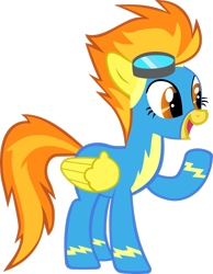 Size: 2159x2777 | Tagged: safe, artist:freak0uo, spitfire, pegasus, pony, g4, .svg available, clothes, female, folded wings, full body, high res, mare, open mouth, open smile, orange eyes, raised hoof, show accurate, simple background, smiling, solo, standing, tail, transparent background, two toned mane, two toned tail, uniform, vector, wings, wonderbolts uniform