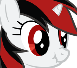 Size: 900x790 | Tagged: safe, artist:blackjackpone, artist:camtwo, derpibooru exclusive, edit, oc, oc only, oc:blackjack, pony, unicorn, fallout equestria, fallout equestria: project horizons, female, horn, mare, nose wrinkle, red eyes, scrunchy face, simple background, small horn, solo, transparent background, unicorn oc
