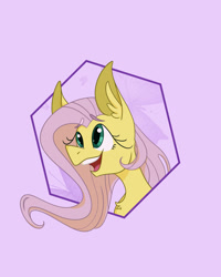 Size: 1280x1600 | Tagged: safe, artist:randomhamster33, fluttershy, pegasus, pony, g4, bust, ear fluff, open mouth, open smile, pink background, simple background, smiling, solo