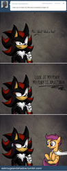 Size: 700x1792 | Tagged: safe, artist:rainbowspine, scootaloo, pegasus, pony, ask shadouge, g4, crossover, male, shadow the hedgehog, sonic the hedgehog, sonic the hedgehog (series)