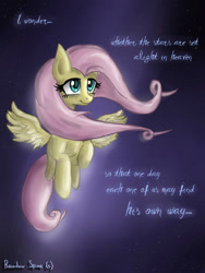 Size: 600x800 | Tagged: safe, artist:rainbowspine, fluttershy, g4, flying, solo, text