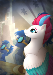Size: 2504x3500 | Tagged: safe, artist:hollistars, zipp storm, pegasus, pony, g5, my little pony: a new generation, female, folded wings, high res, mare, smiling, solo, wings, wonderbolts poster