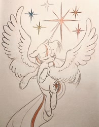 Size: 1280x1639 | Tagged: safe, artist:kluzart, twilight sparkle, alicorn, pony, g4, sad, solo, spread wings, traditional art, twilight sparkle (alicorn), wings