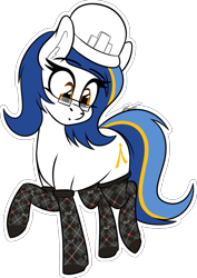 Size: 1049x1481 | Tagged: safe, artist:seafooddinner, oc, oc only, oc:ulapone, earth pony, pony, clothes, cute, female, glasses, hard hat, hat, raised hoof, simple background, sock, socks, solo, transparent background
