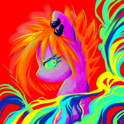 Size: 2000x2000 | Tagged: safe, artist:porcelanowyokular, oc, oc only, earth pony, pony, abstract background, bust, ear piercing, earring, earth pony oc, high res, jewelry, needs more saturation, piercing, red background, simple background, solo