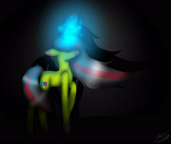 Size: 2674x2243 | Tagged: safe, artist:maneblue, oc, oc only, pony, unicorn, female, glowing, glowing horn, high res, horn, mare, signature, solo, unicorn oc