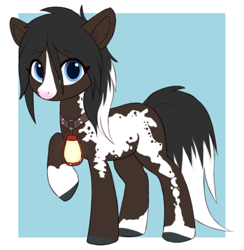 Size: 800x820 | Tagged: safe, artist:luminousdazzle, horse, blue eyes, colored, colored pupils, criollo, ear fluff, eye clipping through hair, eyebrows, eyebrows visible through hair, eyelashes, female, flat colors, lantern, looking at you, mare, markings, raised hoof, red dead redemption 2, simple background, solo