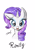Size: 2481x3508 | Tagged: safe, artist:memprices, rarity, pony, unicorn, g4, blue eyes, blushing, bust, cute, ear fluff, female, front view, high res, horn, looking at you, mare, one ear down, open mouth, open smile, pencil, portrait, raribetes, signature, simple background, smiling, solo, white background