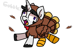 Size: 2201x1440 | Tagged: safe, artist:exoticeon, oc, oc only, bird, pony, turkey, unicorn, clothes, costume, female, horn, open mouth, silly, simple background, solo, transparent background, turkey costume, unicorn oc