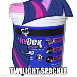 Size: 500x500 | Tagged: safe, twilight sparkle, alicorn, pony, g4, animate object, glimenade is a mess, hairpin, imgflip, meme, pun, shitposting, twilight spackle