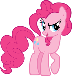 Size: 2385x2515 | Tagged: safe, artist:freak0uo, pinkie pie, earth pony, pony, g4, .svg available, female, full body, high res, hooves, mare, open mouth, open smile, pink mane, pink tail, raised eyebrow, raised hoof, simple background, smiling, solo, standing, tail, transparent background, vector